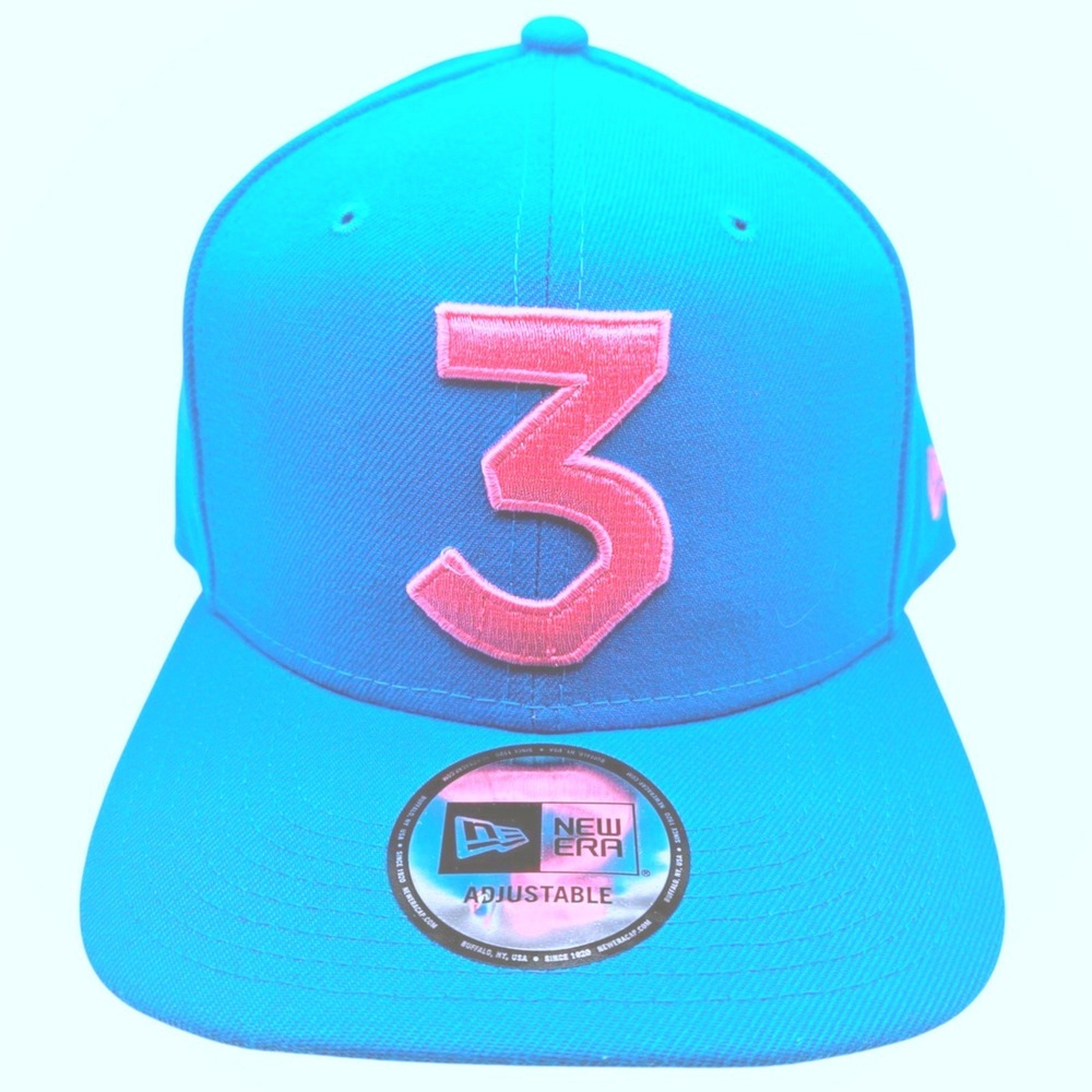 New Era Chance the Rapper 3 Snapback Hat Neon Blue Pink Adjustable Cap Mens OSFM